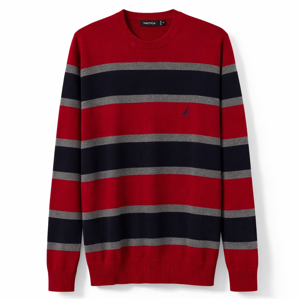 Nautica Striped Cotton Crewneck Sweater XL